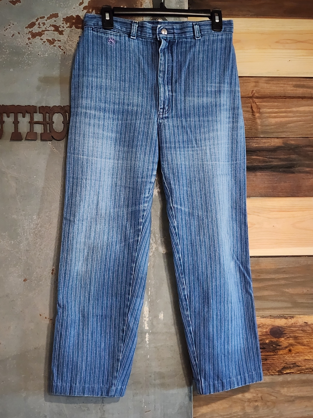 Vintage 80's Lord Isaacs High-Rise Pinstripe Blue Jeans